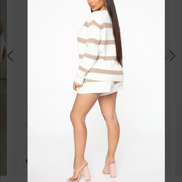 🥀DONATING 12/30 Go to Sweater Short Set Striped Ribbed - Picture 2 of 3